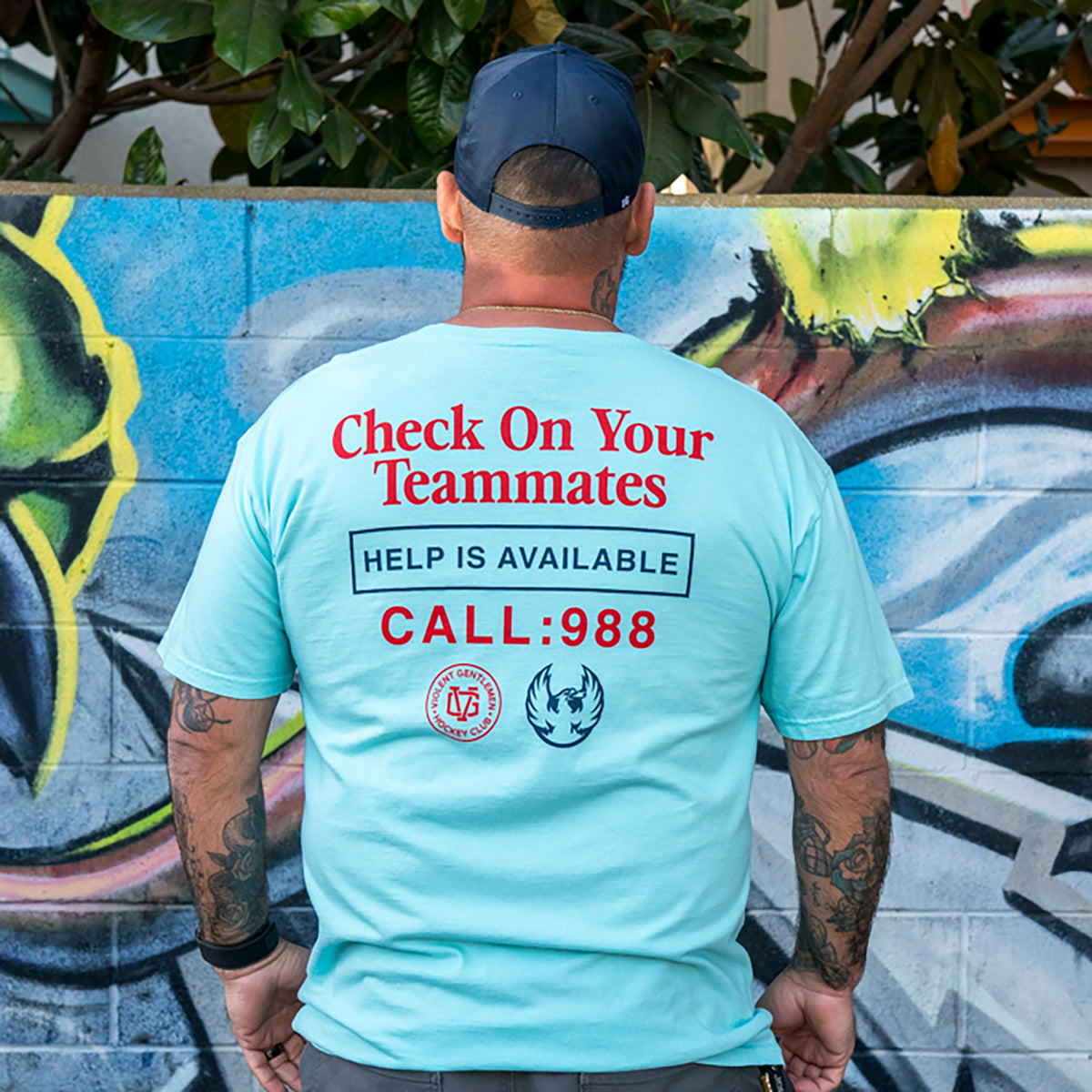 Coachella Valley Firebirds Check Your Teammates Ice Blue Tee