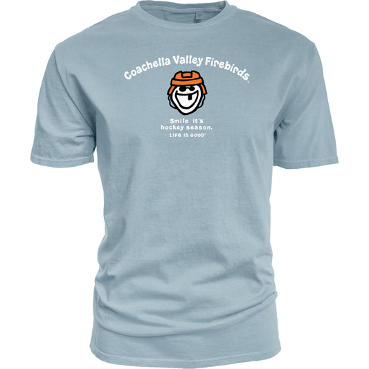 Coachella Valley Firebirds Life is Good Hockey Smile Tee Blue