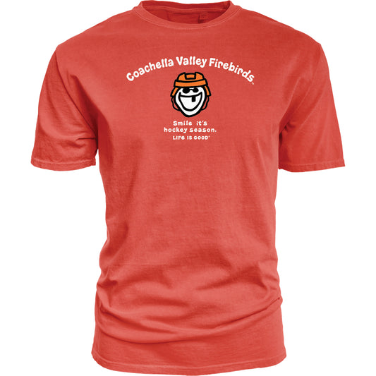 Coachella Valley Firebirds Life is Good Hockey Smile Tee Red
