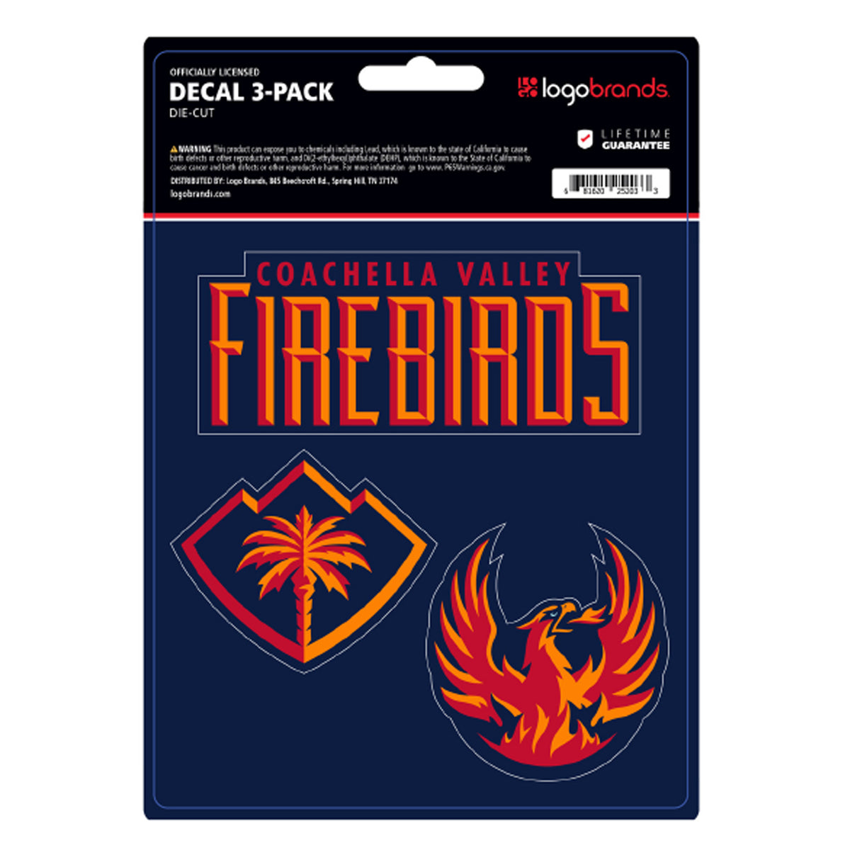 Coachella Valley Firebirds Decal Stickers 3PK